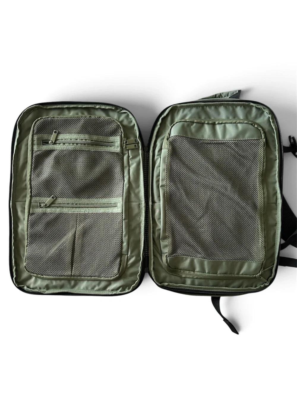 DUCHAMP London Expandable Carry On Travel Backpack suitcase USB in THYME